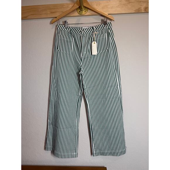 Women's By Together Dark Green Striped Wide Leg Pant Size Large NEW - Picture 6 of 11